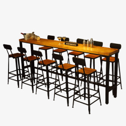 弧形吧台桌美式酒吧高脚桌椅高清图片