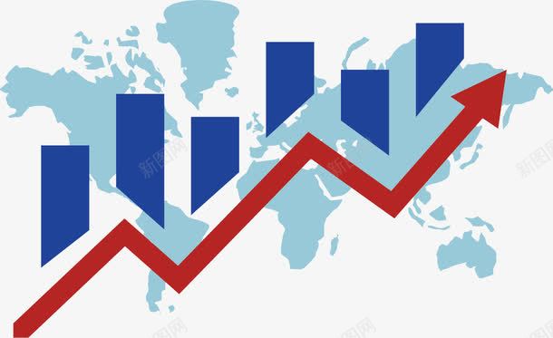 创意扁平化png免抠素材_88icon https://88icon.com PPT元素 上升 世界地图 创意广告 卡通 商务广告 广告设计 扁平化设计 柱形图 走势