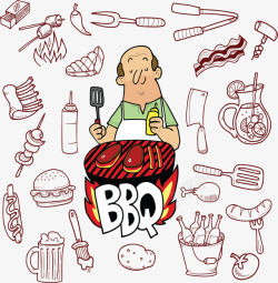 自助烤肉节卡通海报矢量图素材