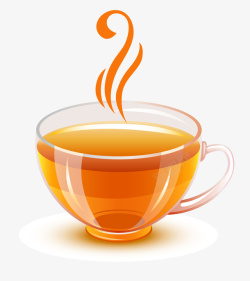 沏茶橘色清茶手绘图案高清图片