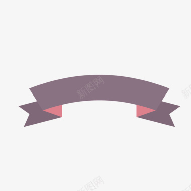 紫色折纸丝带手绘紫色丝带条幅图标图标