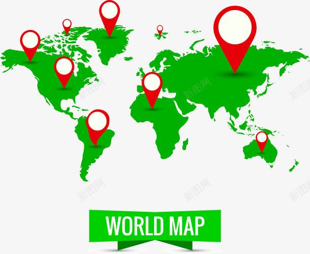 绿色世界地图png免抠素材_88icon https://88icon.com 世界地图 世界地图轮廓 全球业务 加盟店 定位符号 矢量png 绿色地图