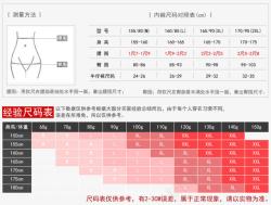 服装尺码表女士内裤尺码表高清图片