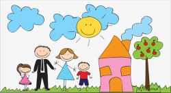 家庭美满手绘卡通幸福家庭高清图片