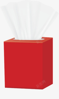纯色盒子红色塑料包装的抽纸巾实物高清图片