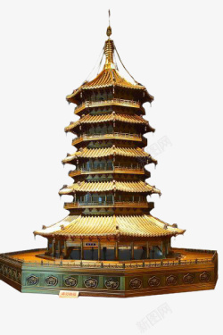 杭州建筑金色复古雷峰塔模型高清图片
