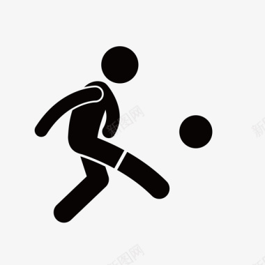 矢量足球踢球剪影图标手绘足球人物图标图标