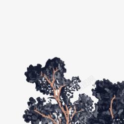 日本浮世绘风格树木水墨素材