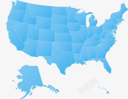 北美南美地图蓝色美国地图高清图片