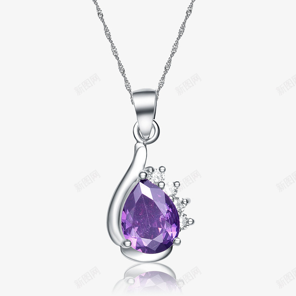 紫色水晶石项链png免抠素材_88icon https://88icon.com 吊坠 水晶石 石头 紫色 项链