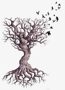 枯树枝插画手绘枯树枝高清图片