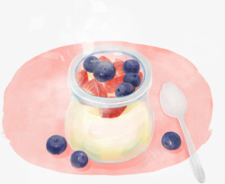 蓝莓酸奶酸奶手绘零食插画高清图片