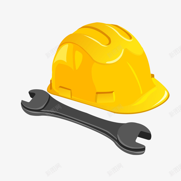 卡通工程师的帽子和工具png免抠素材_88icon https://88icon.com 卡通 工具设计 工程师 帽子 扳手