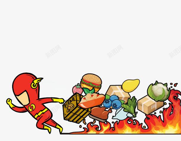 卡通送外卖装饰png免抠素材_88icon https://88icon.com 免费下载 卡通 汉堡 送外卖 食物