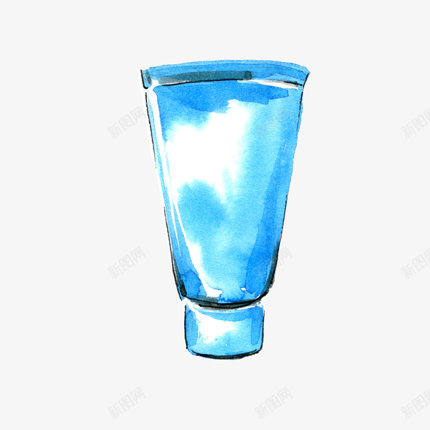 蓝色瓶装洗面奶水彩图png免抠素材_88icon https://88icon.com 女士用品 护肤品 水彩 洗护用品 洗面奶 蓝色瓶装