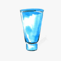 蓝色瓶装洗面奶水彩图素材