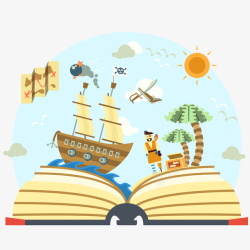 书中的海盗世界插画矢量图素材