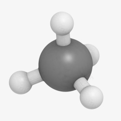 黑色清晰甲烷CH4分子形状素材
