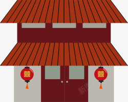 西安钟鼓楼灯笼的房子矢量图高清图片