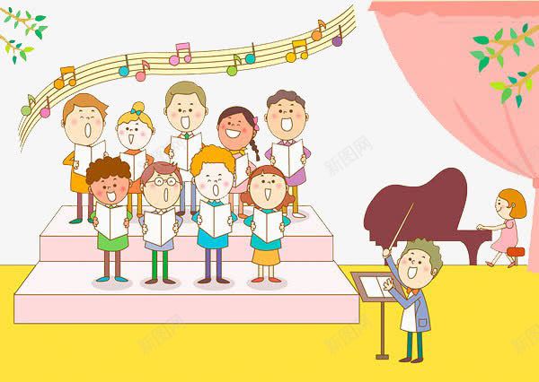 孩子们合唱png免抠素材_88icon https://88icon.com 卡通 合唱 孩子们 弹钢琴