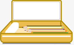 圆角笔盒黄色反光圆角铅笔盒矢量图高清图片