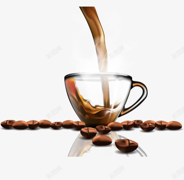 写实咖啡倒入杯中png免抠素材_88icon https://88icon.com 写实 咖啡 咖啡杯 咖啡豆 手绘 热气腾腾 玻璃杯 精美