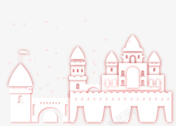 粉白色卡通城堡模型素材