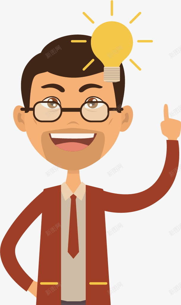 聪明的科学家矢量图ai免抠素材_88icon https://88icon.com 人物 微笑 成功人士 戴眼镜 科学家 黑色头发 矢量图