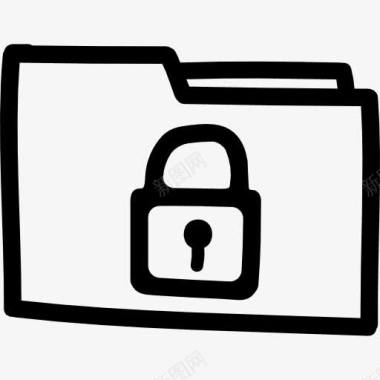 私人密码私人文件夹手工绘制的轮廓图标图标