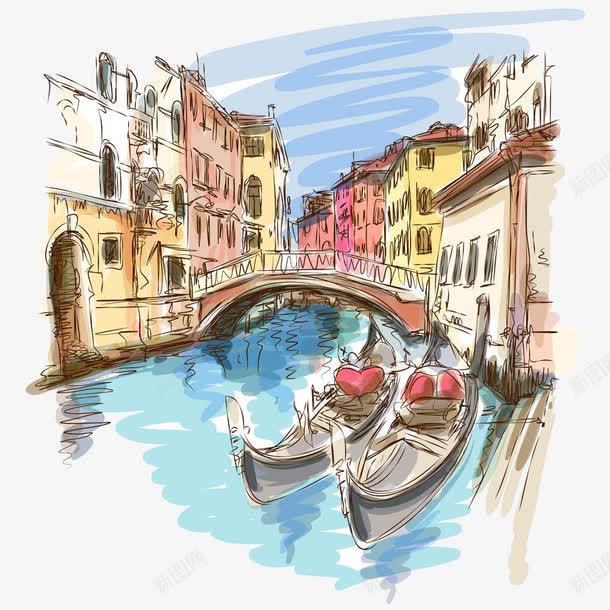 手绘卡通威尼斯城市png免抠素材_88icon https://88icon.com 卡通 城市风光 威尼斯 手绘