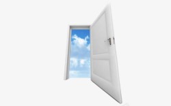一扇门门外的蓝天白云高清图片