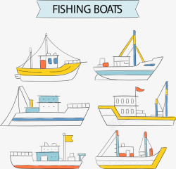 6款创意渔船矢量图素材
