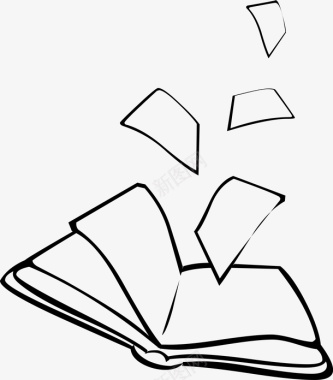 书籍素材手绘纷飞的书图标图标