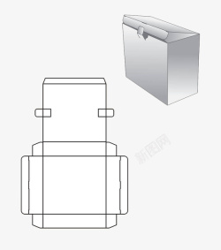 手绘线条包装盒平面结构图素材