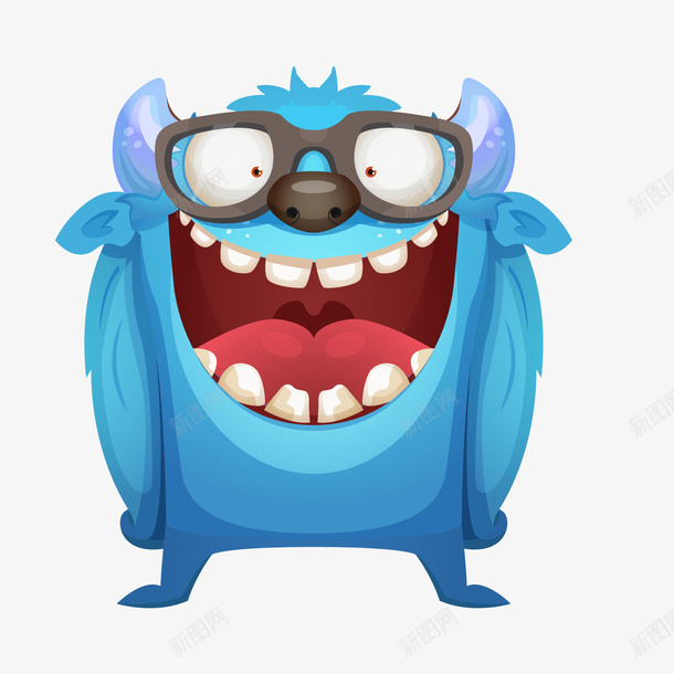 戴眼镜的怪物png免抠素材_88icon https://88icon.com 卡通 大嘴巴 怪物设计 戴眼镜 蓝色