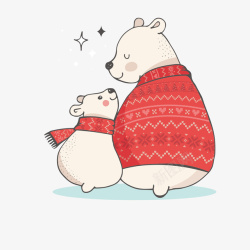 微笑妈妈红色毛衣北极熊手绘矢量图高清图片