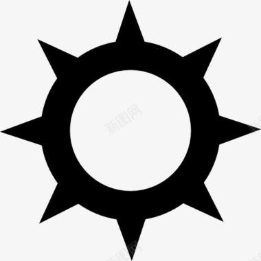 阳光太阳的轮廓峰值在边缘图标图标