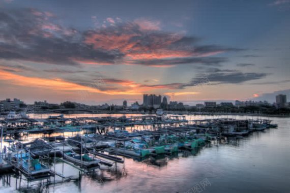港口码头城市黄昏摄影图摄影图片