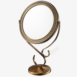 圆形镜子复古立式铜镜高清图片