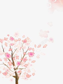 水墨梦幻樱花树背景素材
