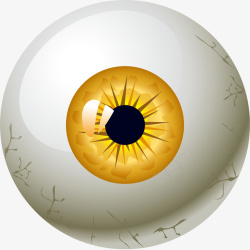 卡通立体眼球黄色眼仁元素矢量图素材