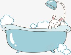 卡通可爱浴缸泡澡素材