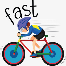 快速骑车的自行车运动员矢量图素材