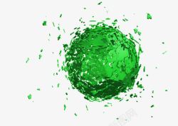 绿色立体科技球形粉碎效果素材