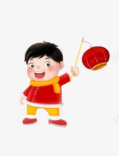 小孩新年提灯笼png免抠素材_88icon https://88icon.com 举灯 喜庆 小孩 新年 灯笼 红色