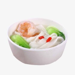 产品实物鲜虾青菜枸杞汤河粉素材