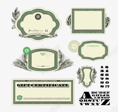 新鲜的叶子钞票装饰元素矢量图图标图标
