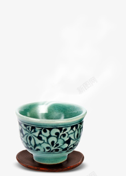 陶瓷茶杯热气烟雾装饰图案素材