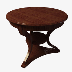 简单棕色木制圆形木桌深棕色古典圆木桌高清图片