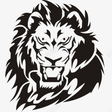 黑白勇猛狮子头图标图标